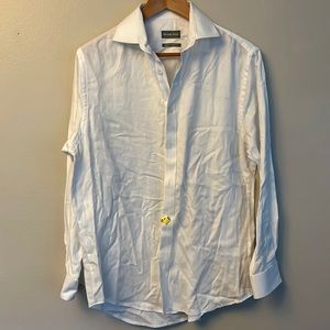 Michael Kors mens slim fit stretch button down white 15.5 neck 32/33